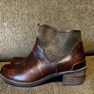 UGG Women's Rich Brown Leather Ankle Booties